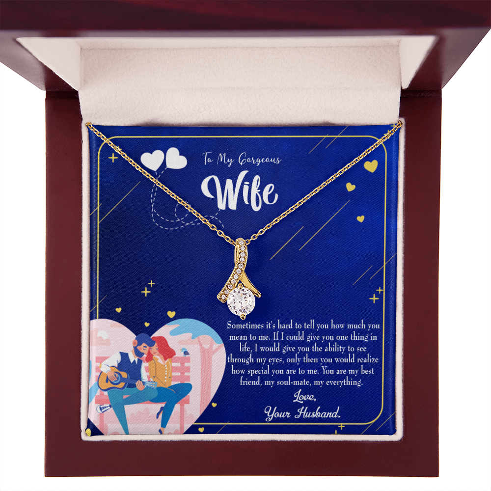 To My Wife My Soulmate My Everything Alluring Ribbon Necklace Message Card-Express Your Love Gifts