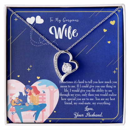 To My Wife My Soulmate My Everything Blue Forever Necklace w Message Card-Express Your Love Gifts