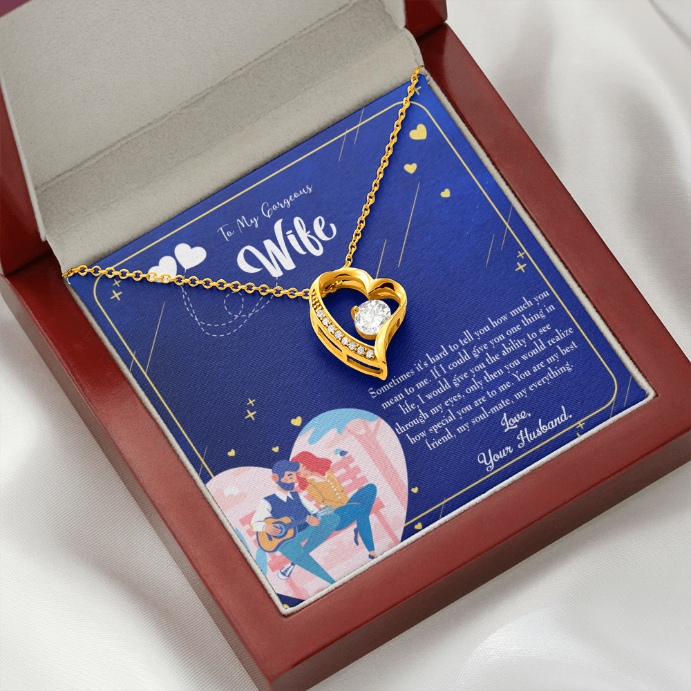 To My Wife My Soulmate My Everything Blue Forever Necklace w Message Card-Express Your Love Gifts