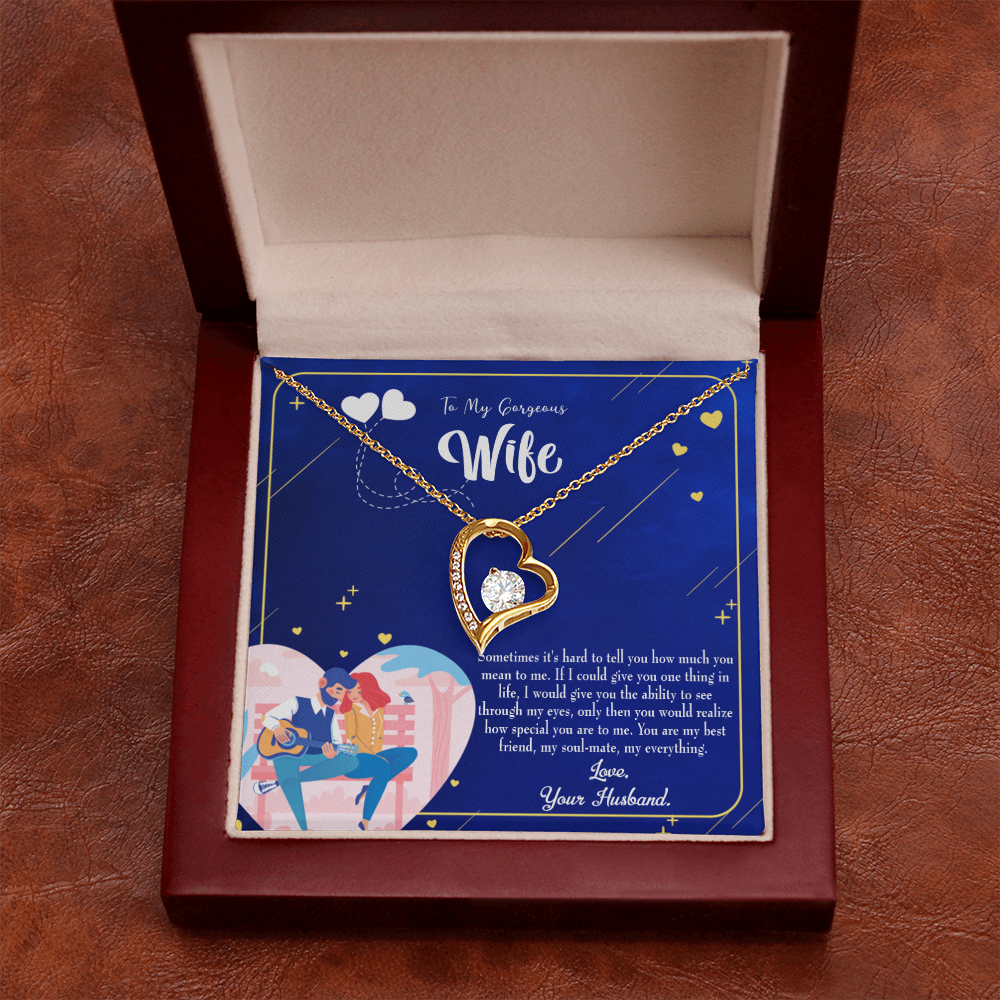 To My Wife My Soulmate My Everything Blue Forever Necklace w Message Card-Express Your Love Gifts