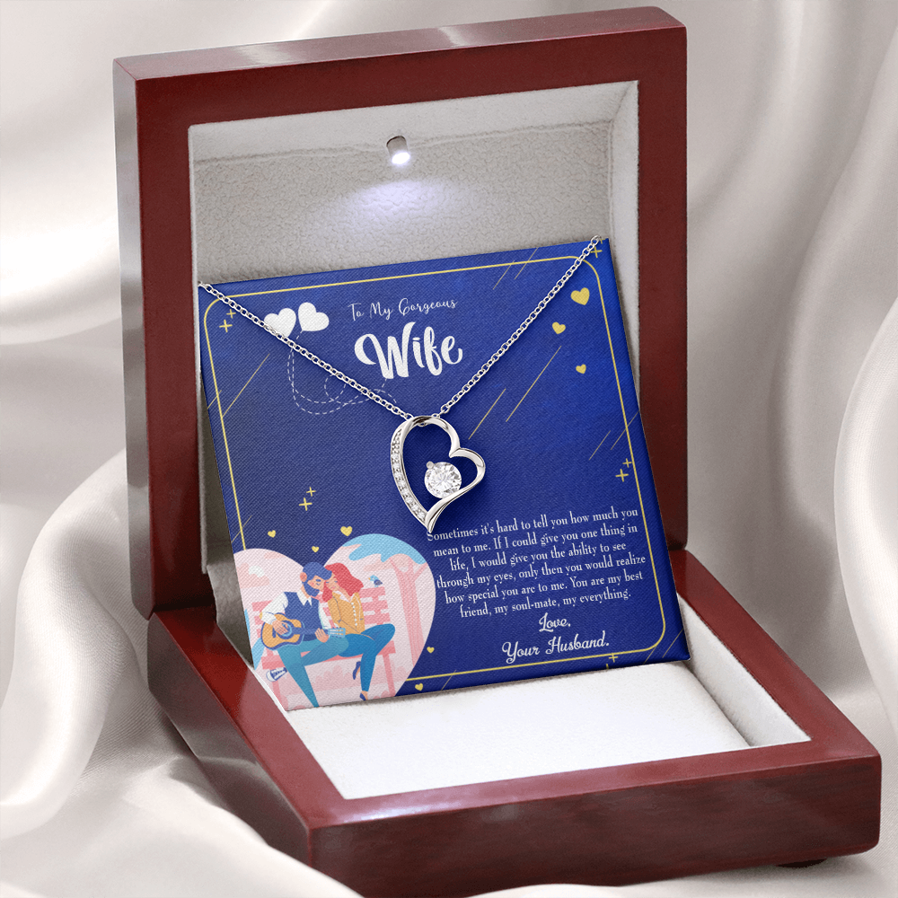 To My Wife My Soulmate My Everything Blue Forever Necklace w Message Card-Express Your Love Gifts