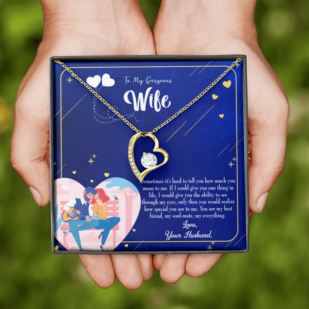 To My Wife My Soulmate My Everything Blue Forever Necklace w Message Card-Express Your Love Gifts