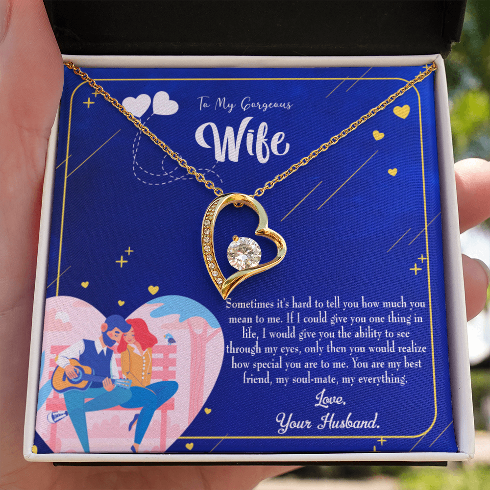 To My Wife My Soulmate My Everything Blue Forever Necklace w Message Card-Express Your Love Gifts