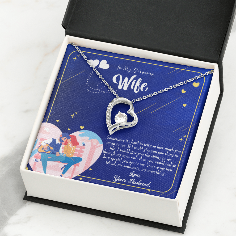 To My Wife My Soulmate My Everything Blue Forever Necklace w Message Card-Express Your Love Gifts