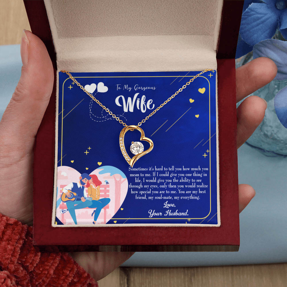 To My Wife My Soulmate My Everything Blue Forever Necklace w Message Card-Express Your Love Gifts