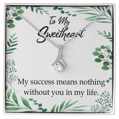 To My Wife My Success Means Nothing Without You Alluring Ribbon Necklace Message Card-Express Your Love Gifts