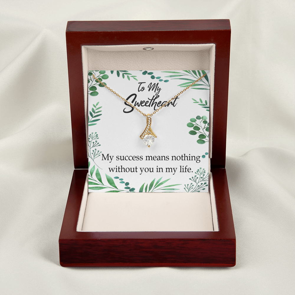 To My Wife My Success Means Nothing Without You Alluring Ribbon Necklace Message Card-Express Your Love Gifts