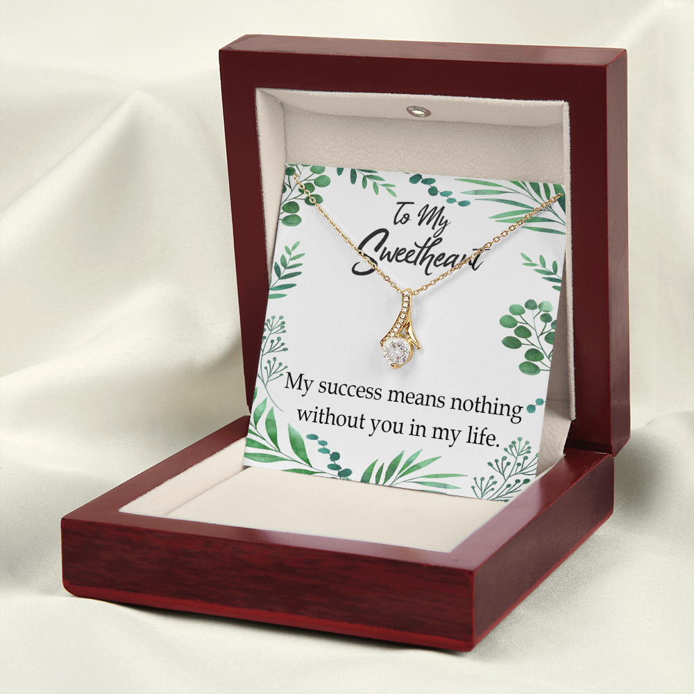 To My Wife My Success Means Nothing Without You Alluring Ribbon Necklace Message Card-Express Your Love Gifts