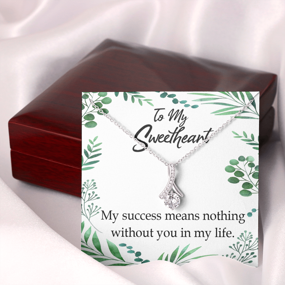 To My Wife My Success Means Nothing Without You Alluring Ribbon Necklace Message Card-Express Your Love Gifts