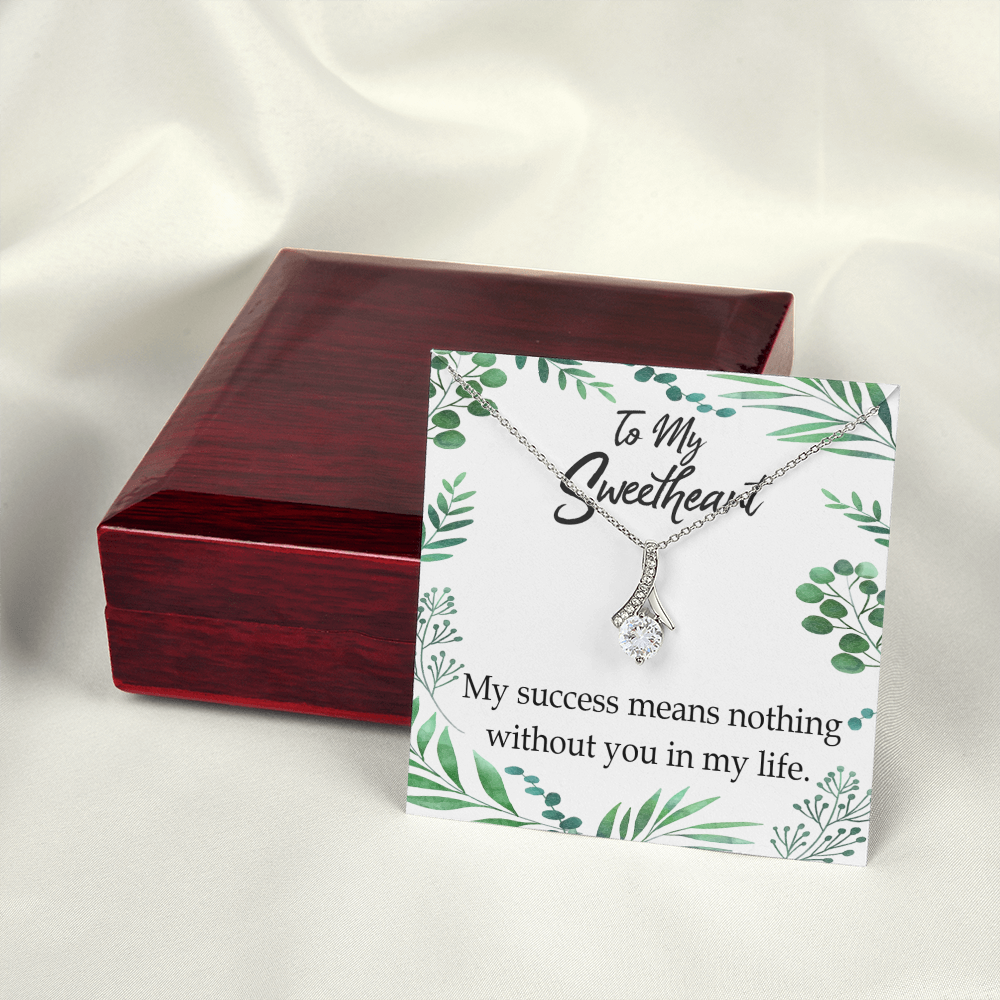 To My Wife My Success Means Nothing Without You Alluring Ribbon Necklace Message Card-Express Your Love Gifts