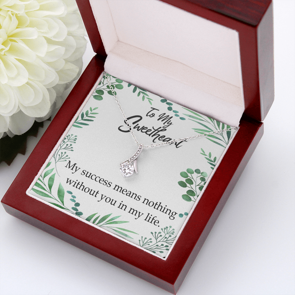 To My Wife My Success Means Nothing Without You Alluring Ribbon Necklace Message Card-Express Your Love Gifts