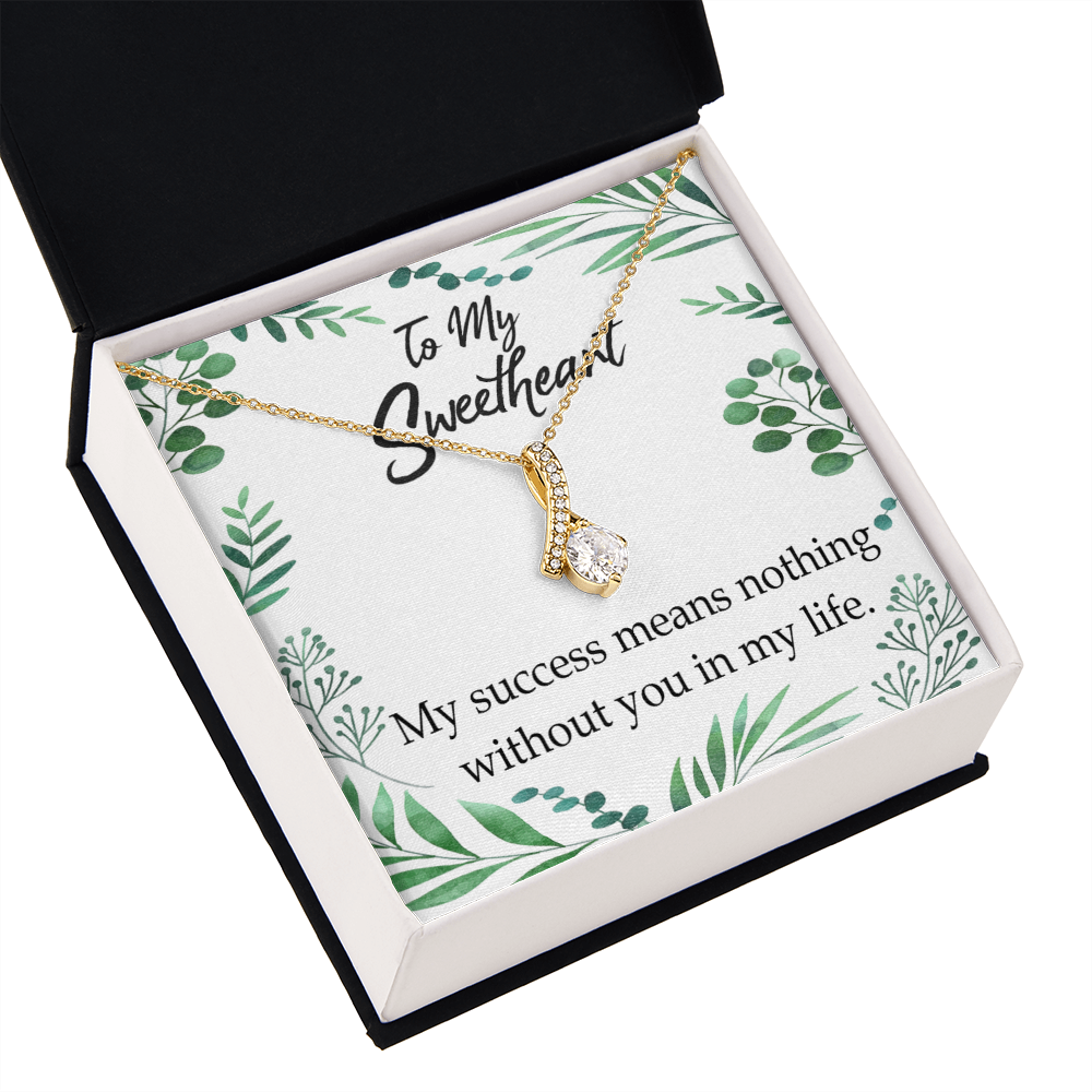 To My Wife My Success Means Nothing Without You Alluring Ribbon Necklace Message Card-Express Your Love Gifts