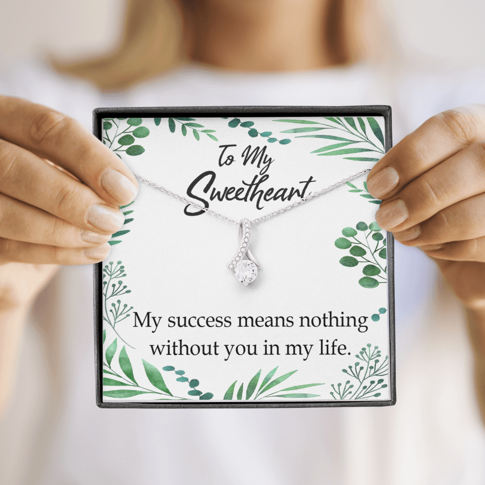 To My Wife My Success Means Nothing Without You Alluring Ribbon Necklace Message Card-Express Your Love Gifts