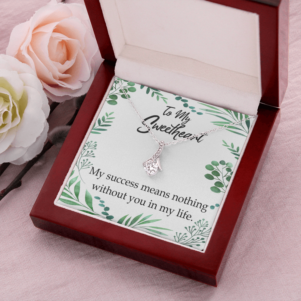 To My Wife My Success Means Nothing Without You Alluring Ribbon Necklace Message Card-Express Your Love Gifts