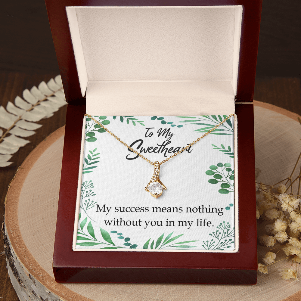 To My Wife My Success Means Nothing Without You Alluring Ribbon Necklace Message Card-Express Your Love Gifts