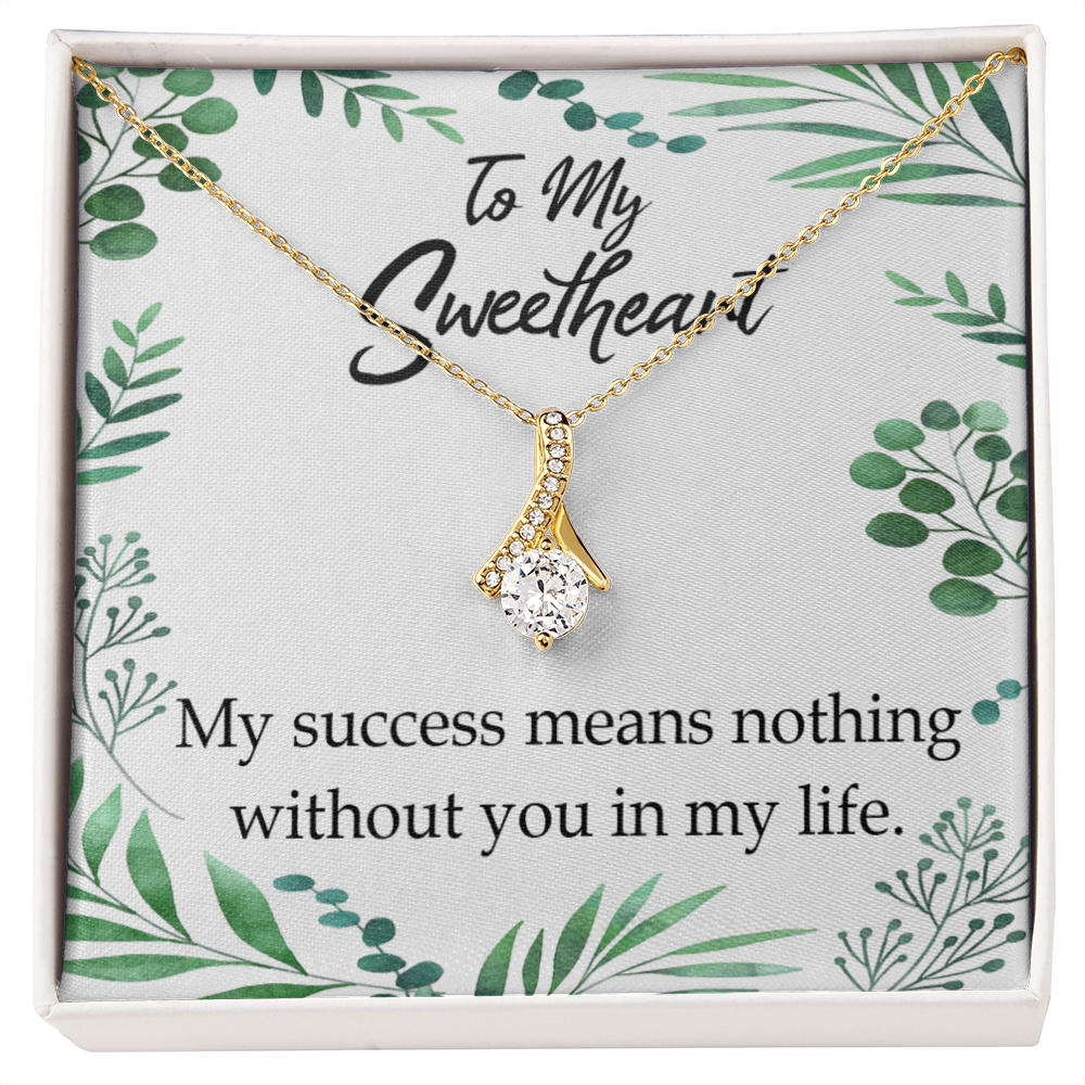 To My Wife My Success Means Nothing Without You Alluring Ribbon Necklace Message Card-Express Your Love Gifts