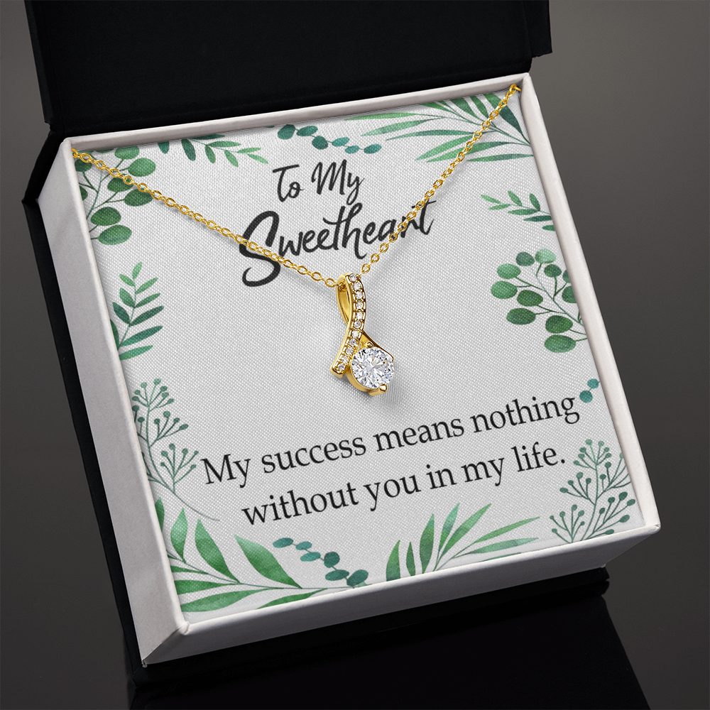 To My Wife My Success Means Nothing Without You Alluring Ribbon Necklace Message Card-Express Your Love Gifts