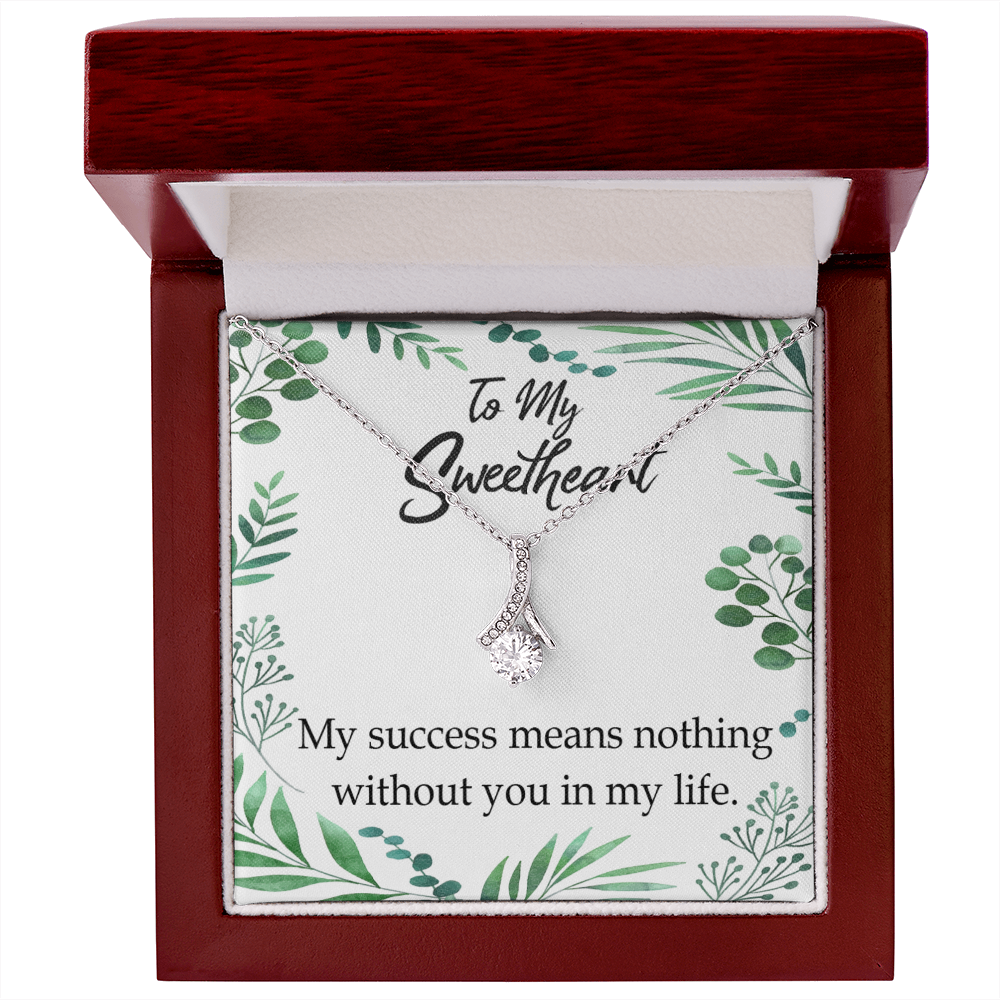 To My Wife My Success Means Nothing Without You Alluring Ribbon Necklace Message Card-Express Your Love Gifts