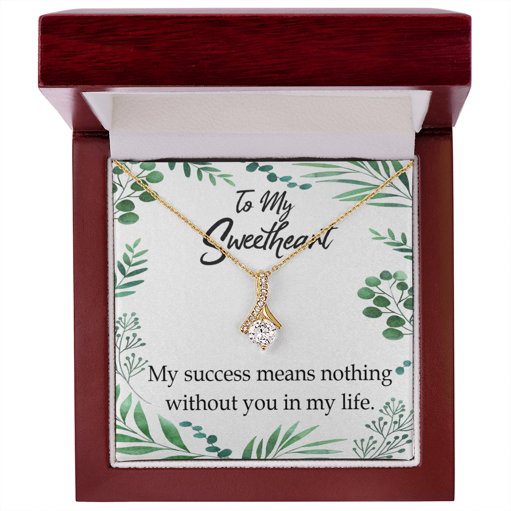 To My Wife My Success Means Nothing Without You Alluring Ribbon Necklace Message Card-Express Your Love Gifts