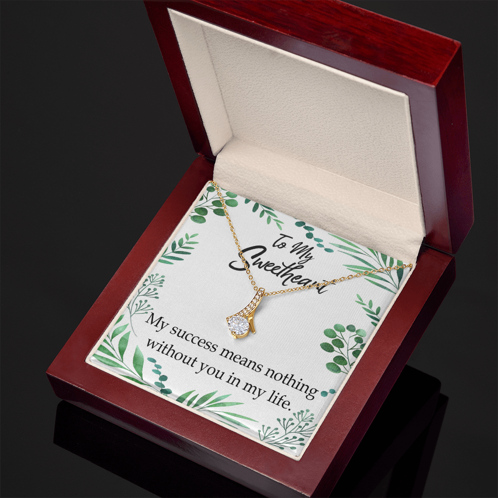 To My Wife My Success Means Nothing Without You Alluring Ribbon Necklace Message Card-Express Your Love Gifts