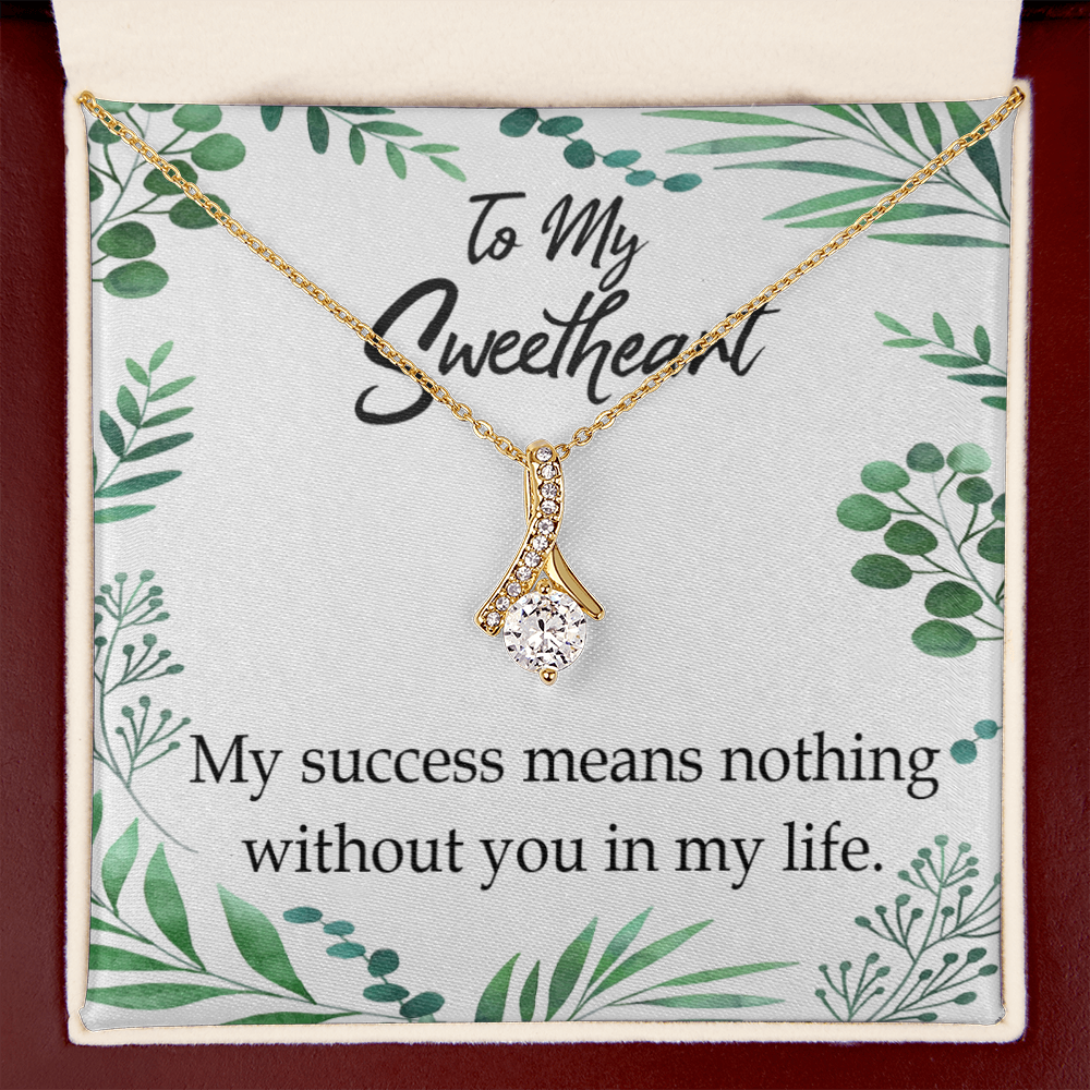 To My Wife My Success Means Nothing Without You Alluring Ribbon Necklace Message Card-Express Your Love Gifts