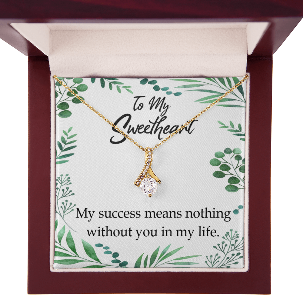 To My Wife My Success Means Nothing Without You Alluring Ribbon Necklace Message Card-Express Your Love Gifts