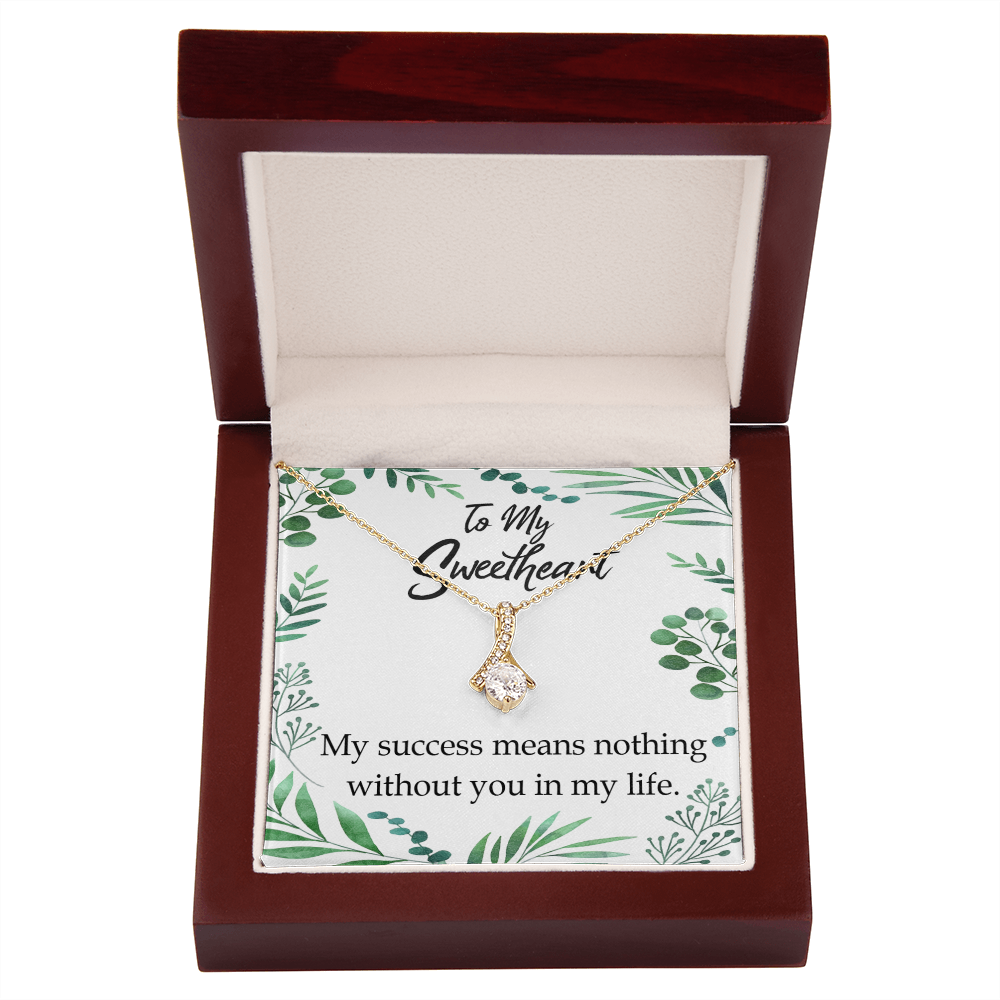 To My Wife My Success Means Nothing Without You Alluring Ribbon Necklace Message Card-Express Your Love Gifts