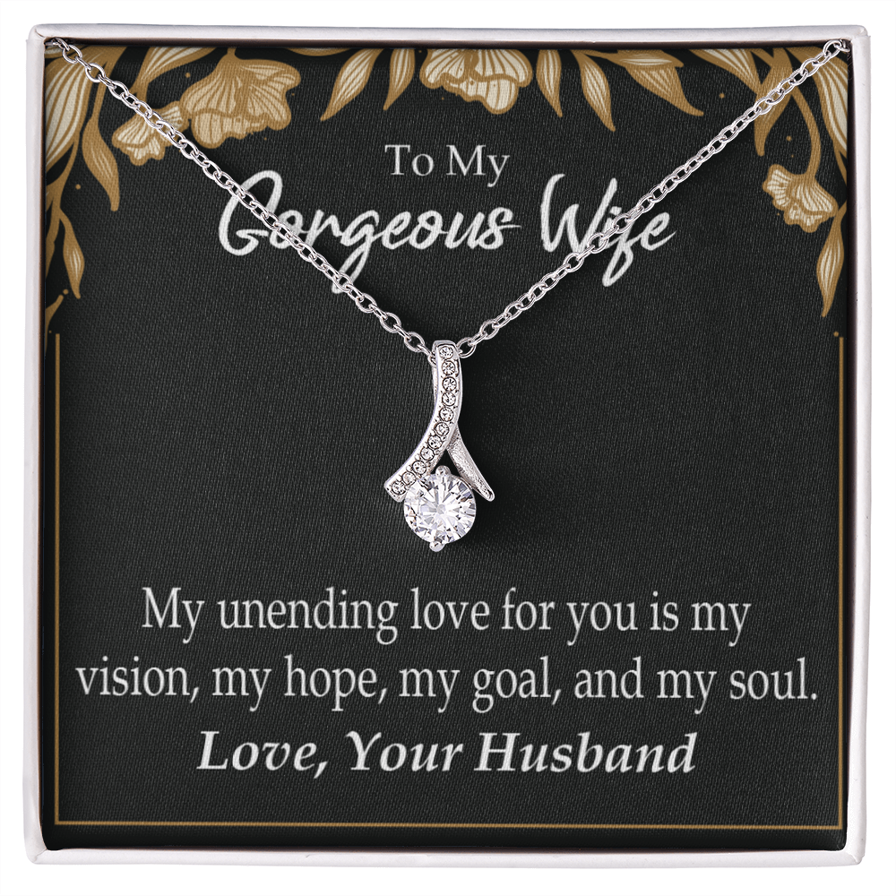 To My Wife My Unending Love For You Alluring Ribbon Necklace Message Card-Express Your Love Gifts