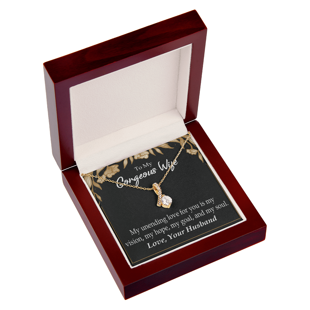 To My Wife My Unending Love For You Alluring Ribbon Necklace Message Card-Express Your Love Gifts