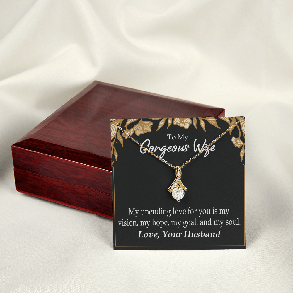 To My Wife My Unending Love For You Alluring Ribbon Necklace Message Card-Express Your Love Gifts