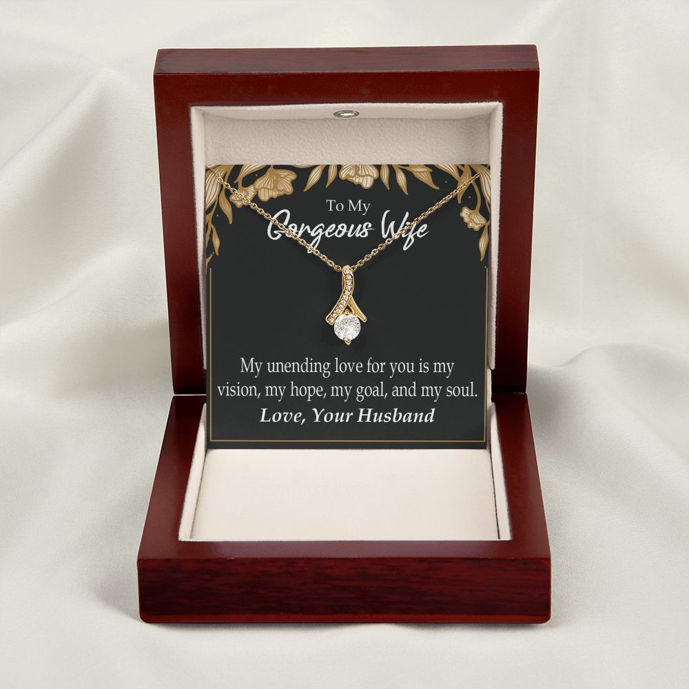 To My Wife My Unending Love For You Alluring Ribbon Necklace Message Card-Express Your Love Gifts