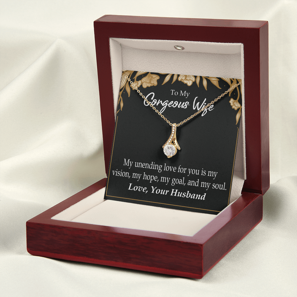 To My Wife My Unending Love For You Alluring Ribbon Necklace Message Card-Express Your Love Gifts