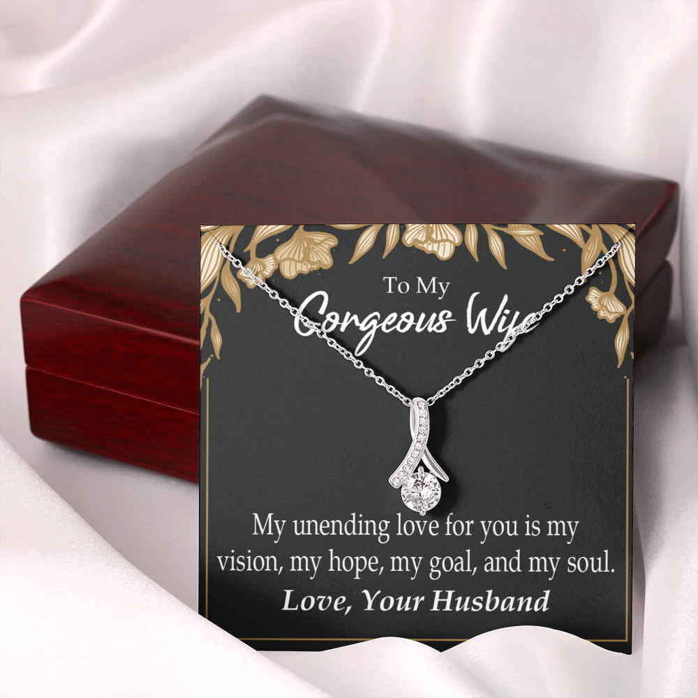 To My Wife My Unending Love For You Alluring Ribbon Necklace Message Card-Express Your Love Gifts