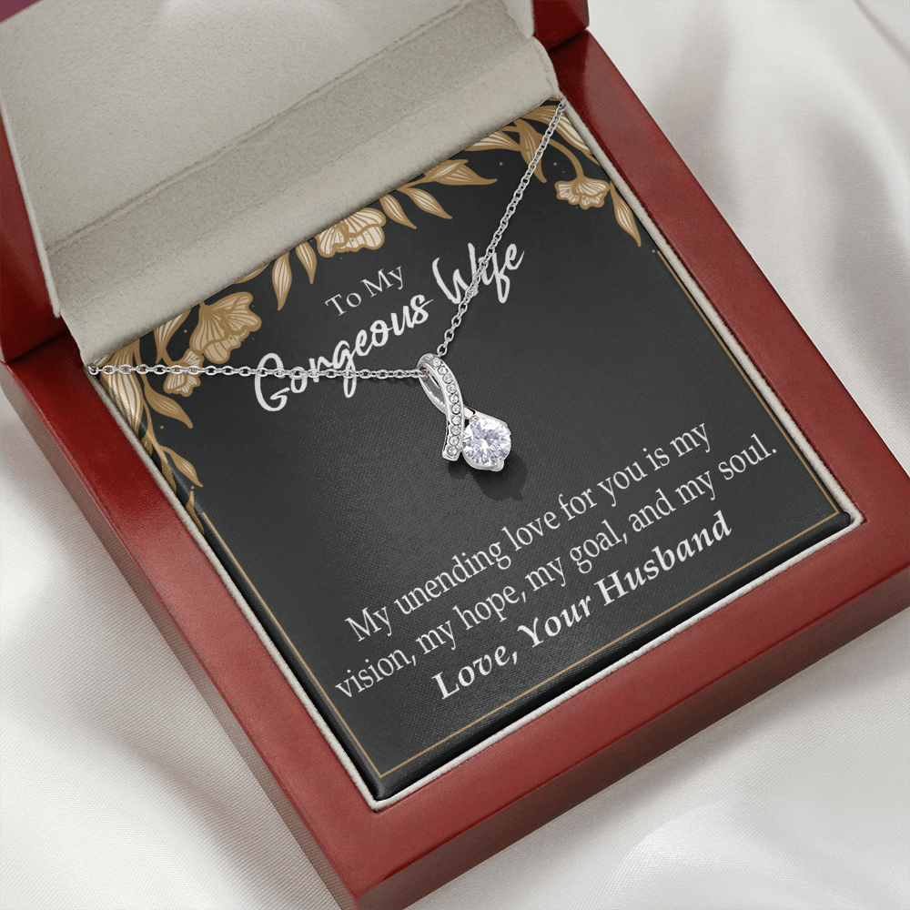 To My Wife My Unending Love For You Alluring Ribbon Necklace Message Card-Express Your Love Gifts