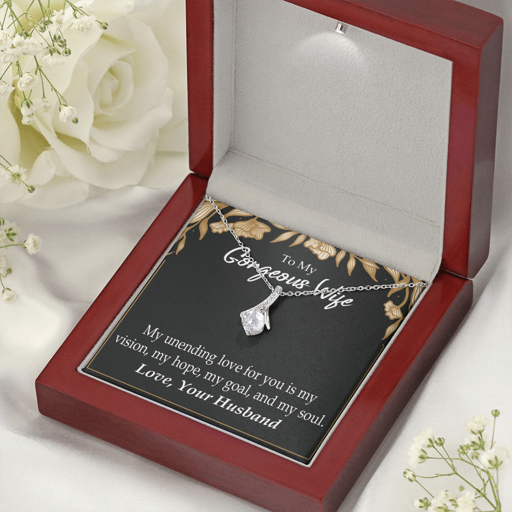 To My Wife My Unending Love For You Alluring Ribbon Necklace Message Card-Express Your Love Gifts