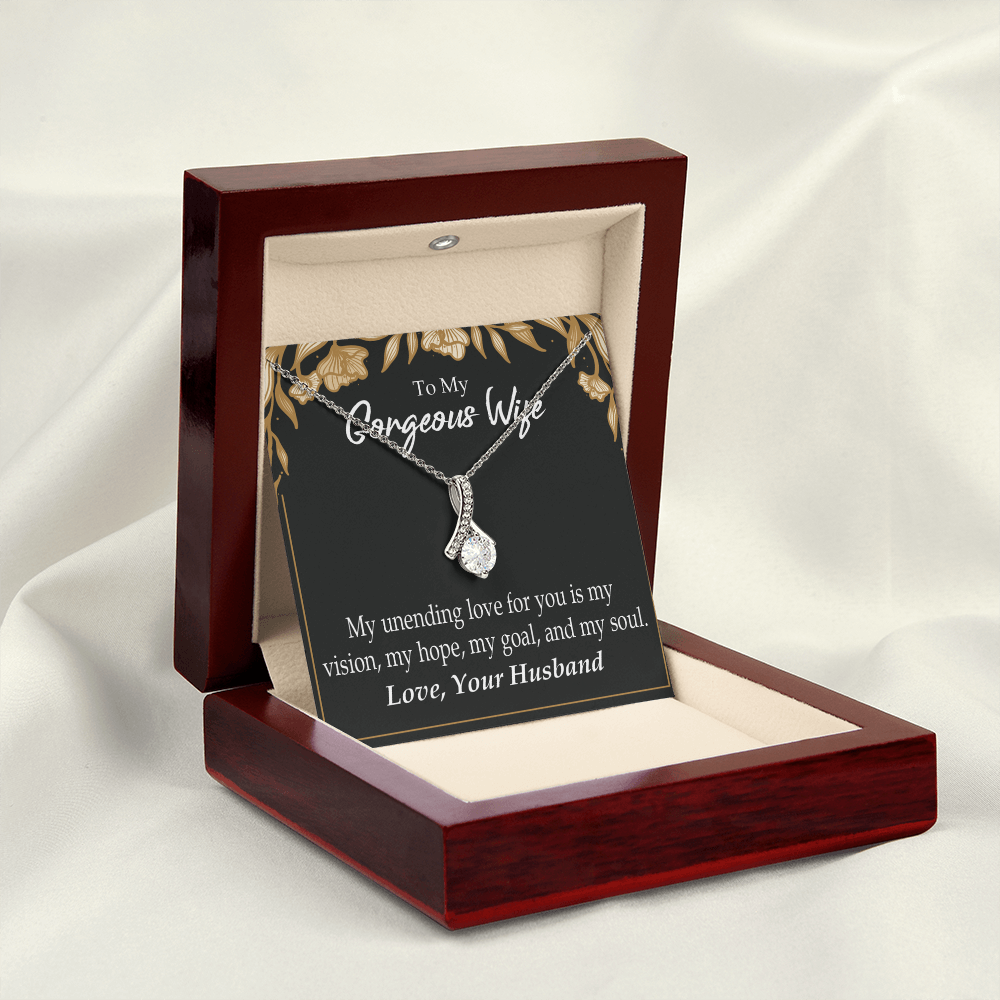 To My Wife My Unending Love For You Alluring Ribbon Necklace Message Card-Express Your Love Gifts