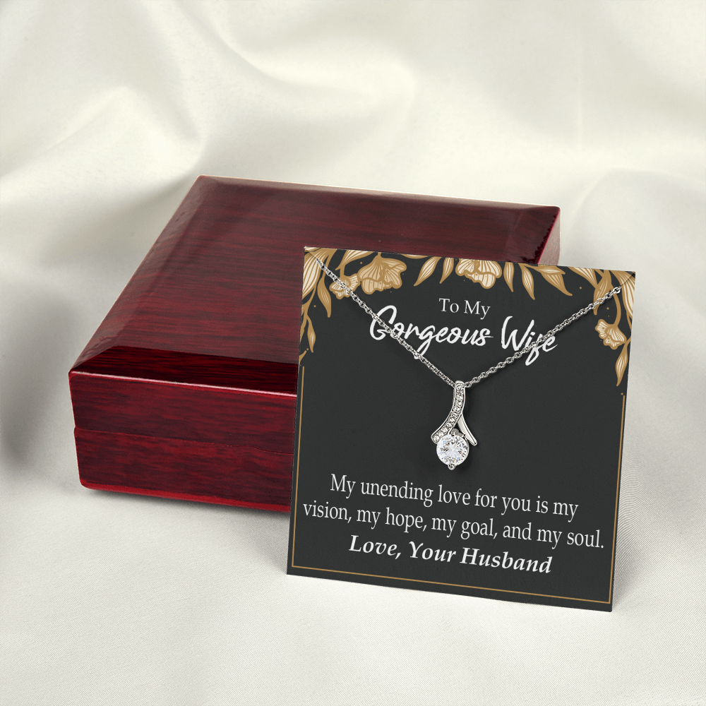 To My Wife My Unending Love For You Alluring Ribbon Necklace Message Card-Express Your Love Gifts