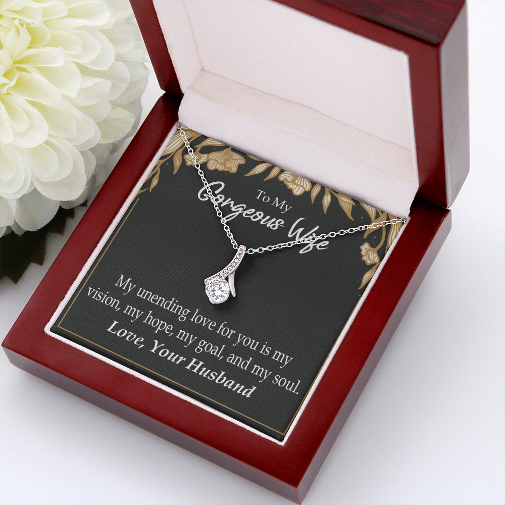 To My Wife My Unending Love For You Alluring Ribbon Necklace Message Card-Express Your Love Gifts