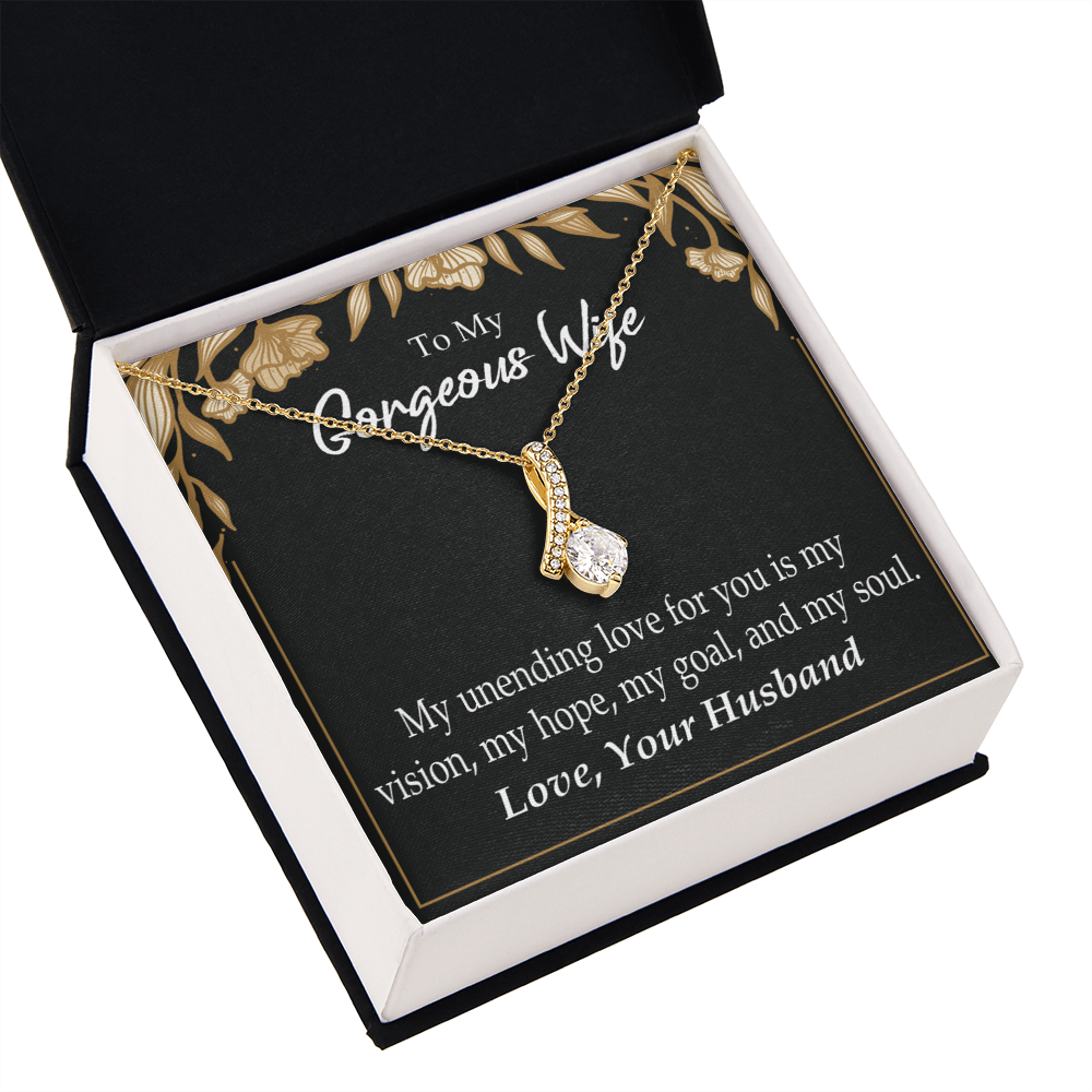 To My Wife My Unending Love For You Alluring Ribbon Necklace Message Card-Express Your Love Gifts