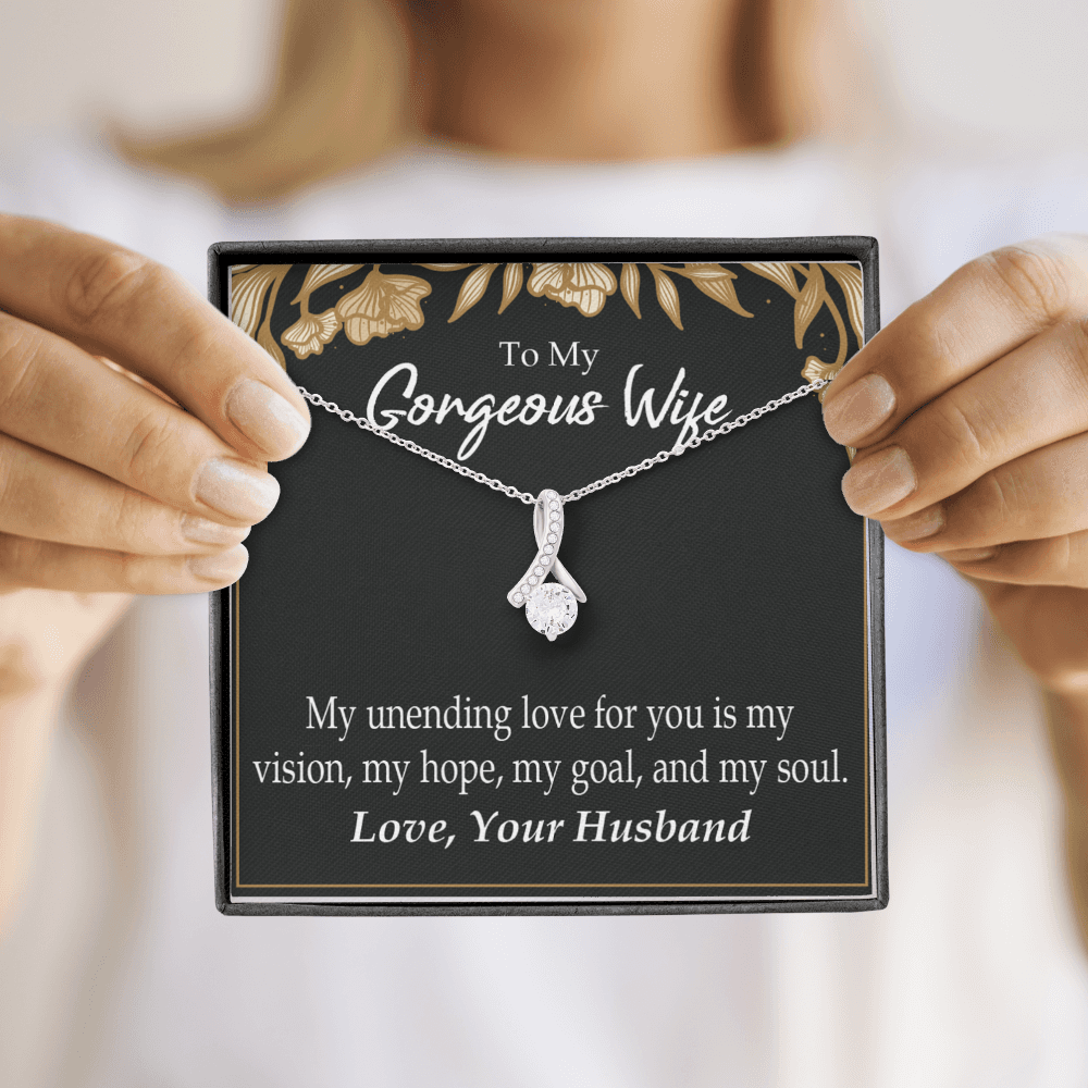 To My Wife My Unending Love For You Alluring Ribbon Necklace Message Card-Express Your Love Gifts