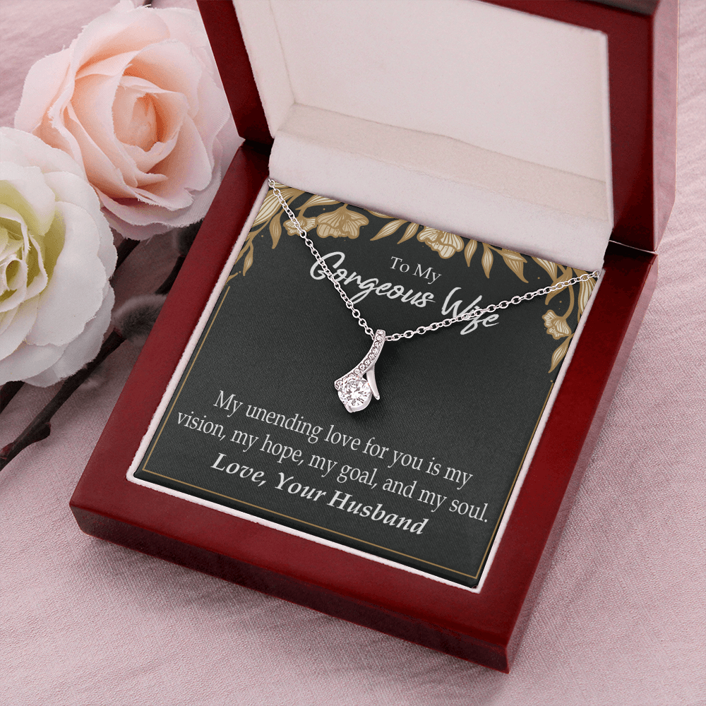 To My Wife My Unending Love For You Alluring Ribbon Necklace Message Card-Express Your Love Gifts