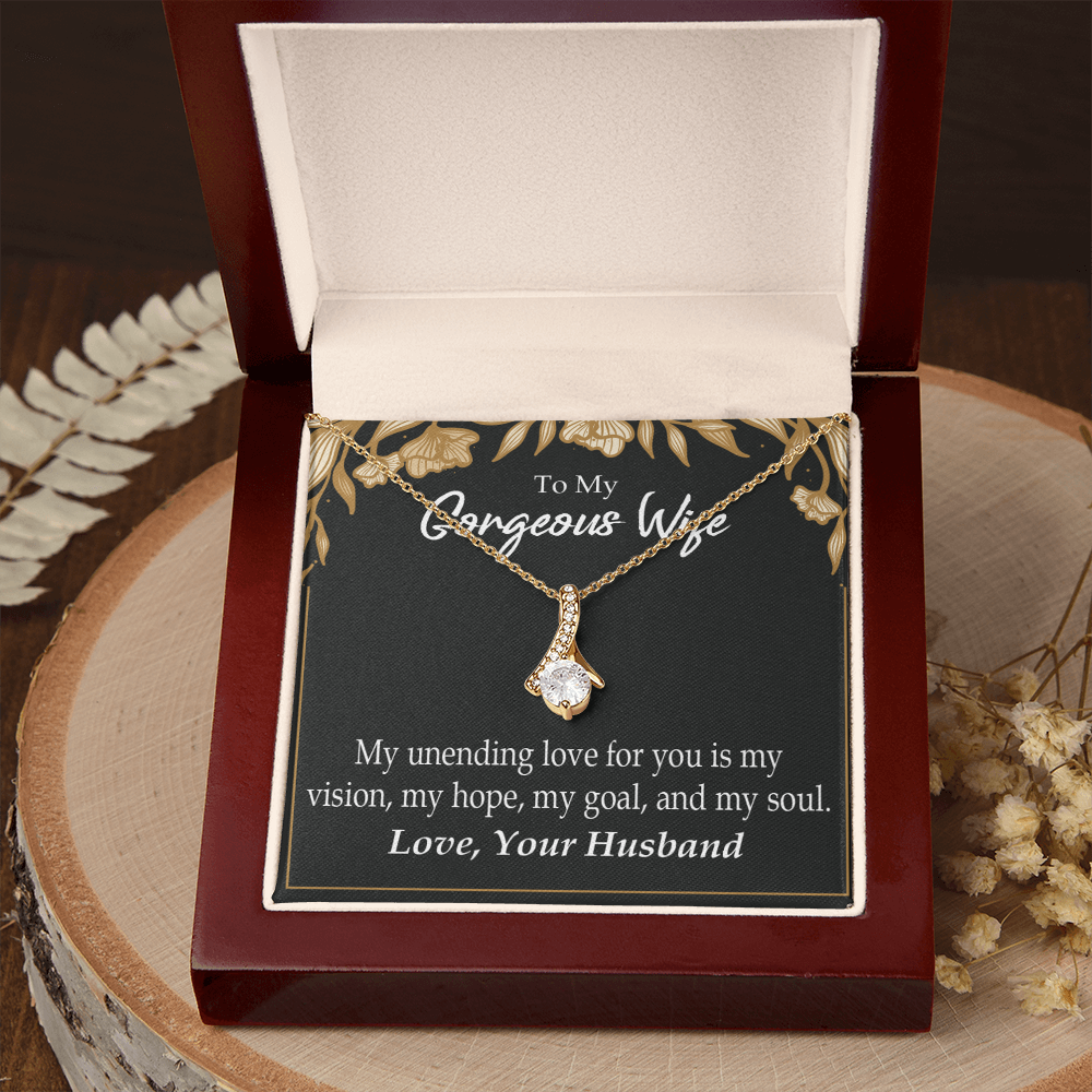 To My Wife My Unending Love For You Alluring Ribbon Necklace Message Card-Express Your Love Gifts