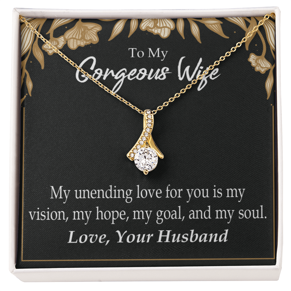 To My Wife My Unending Love For You Alluring Ribbon Necklace Message Card-Express Your Love Gifts