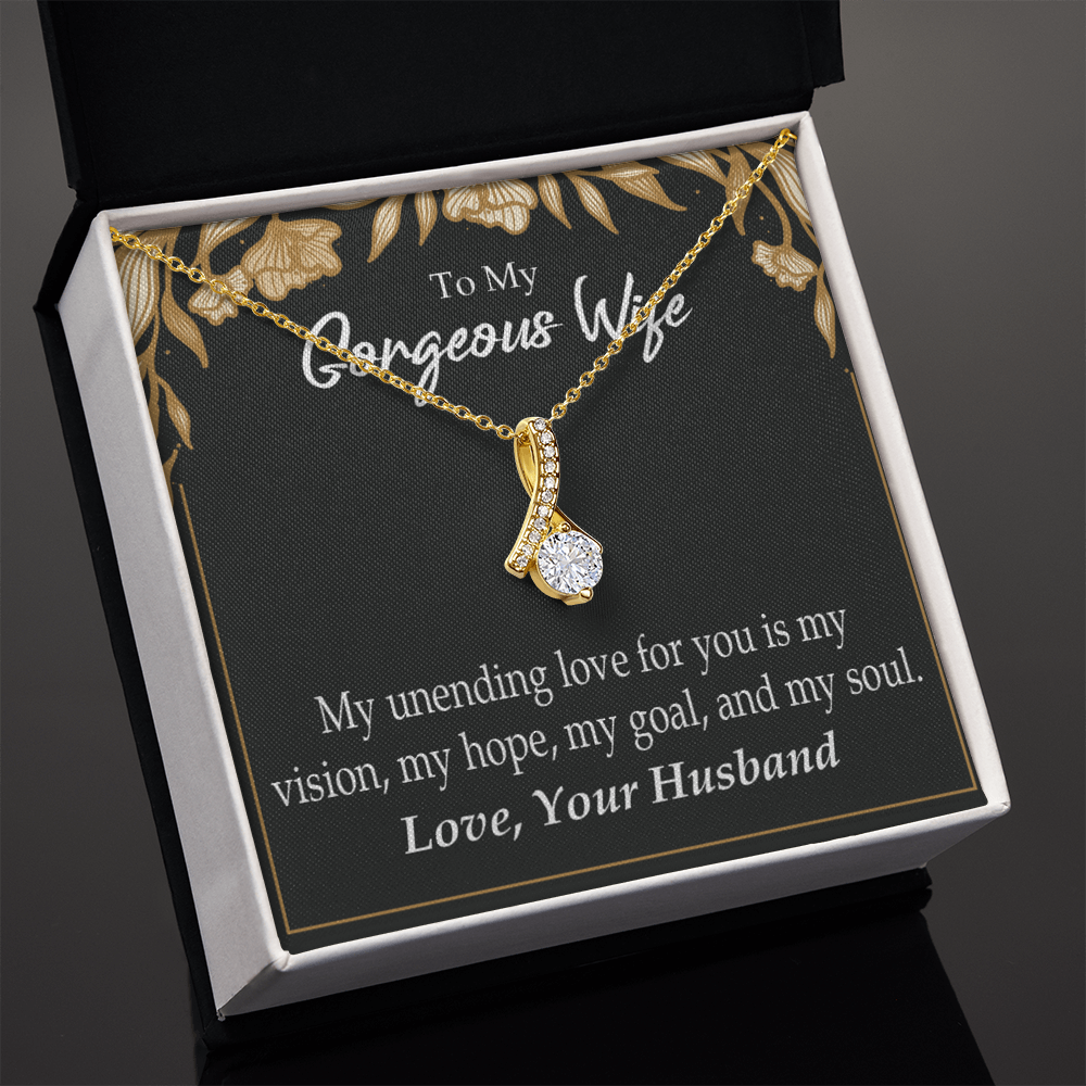 To My Wife My Unending Love For You Alluring Ribbon Necklace Message Card-Express Your Love Gifts