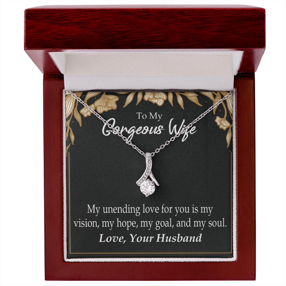 To My Wife My Unending Love For You Alluring Ribbon Necklace Message Card-Express Your Love Gifts