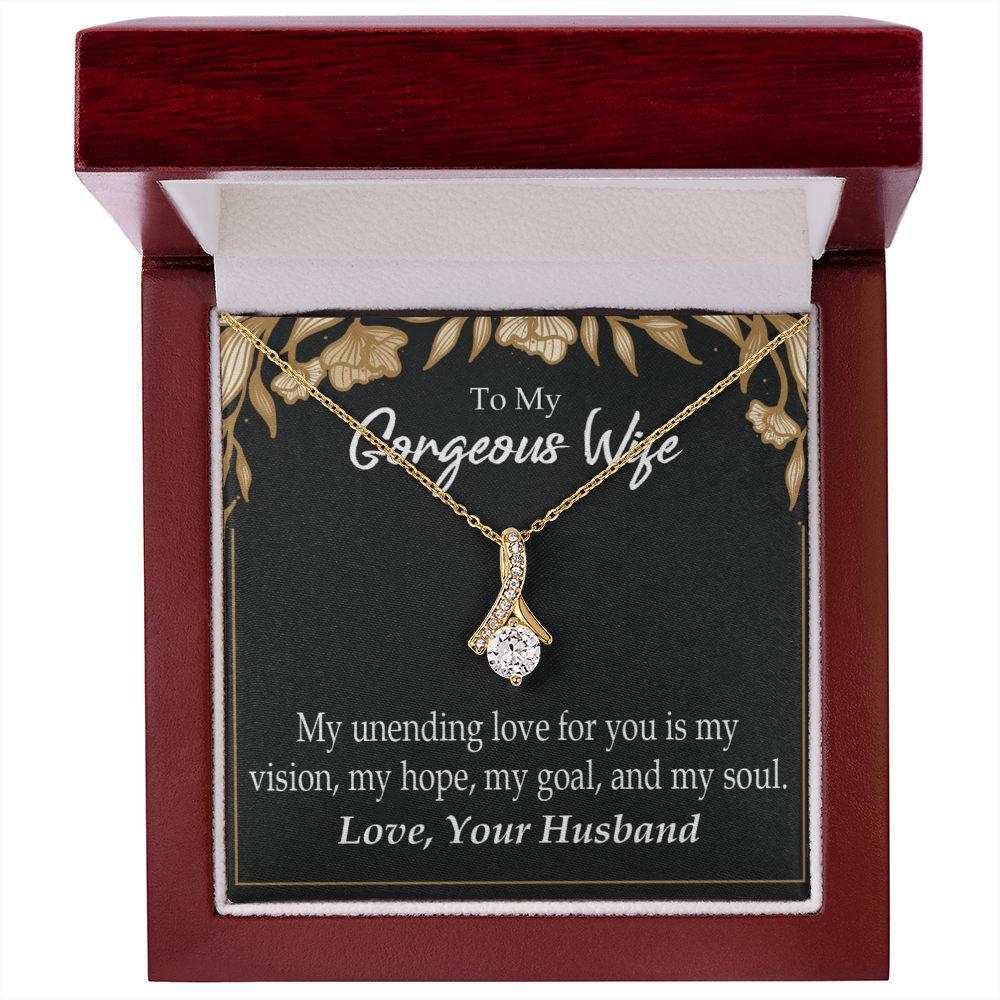 To My Wife My Unending Love For You Alluring Ribbon Necklace Message Card-Express Your Love Gifts