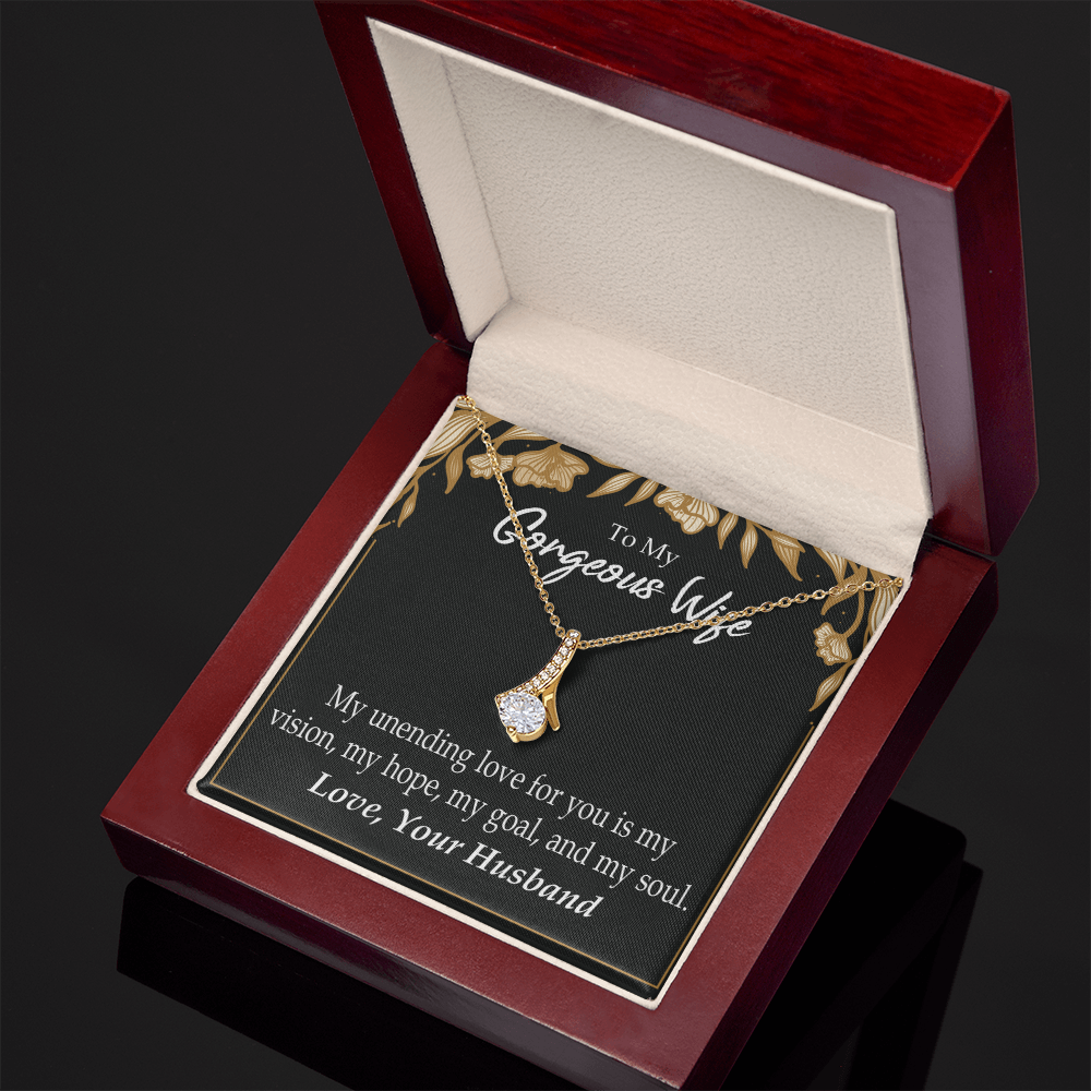 To My Wife My Unending Love For You Alluring Ribbon Necklace Message Card-Express Your Love Gifts