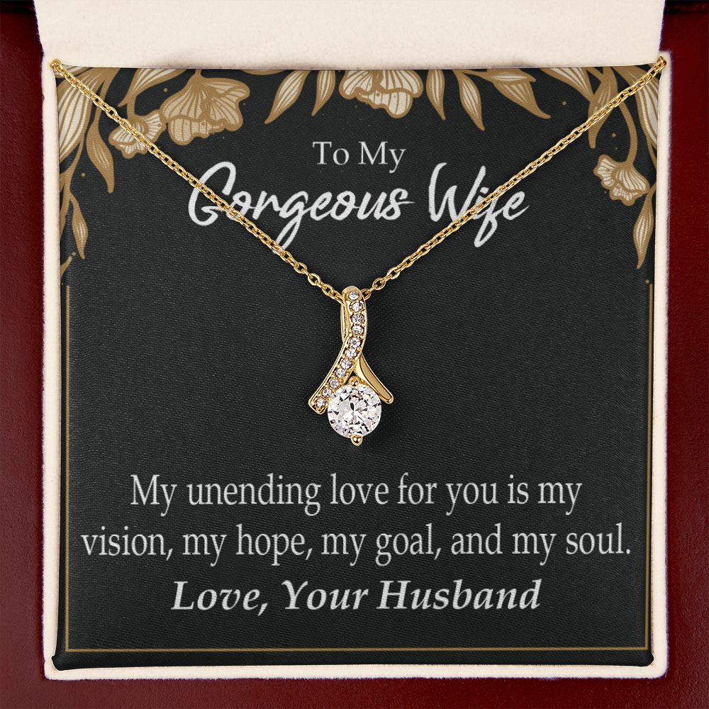 To My Wife My Unending Love For You Alluring Ribbon Necklace Message Card-Express Your Love Gifts