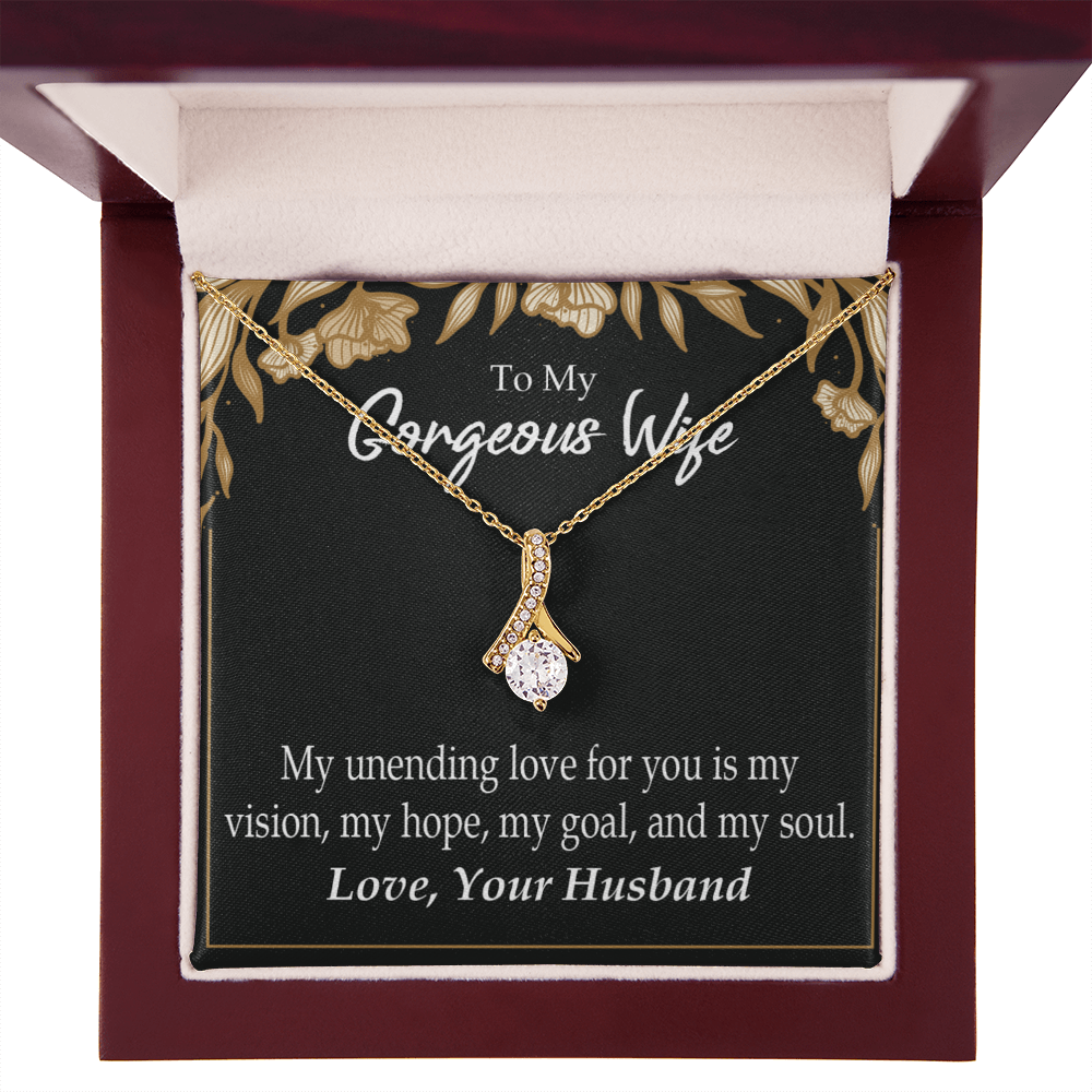 To My Wife My Unending Love For You Alluring Ribbon Necklace Message Card-Express Your Love Gifts