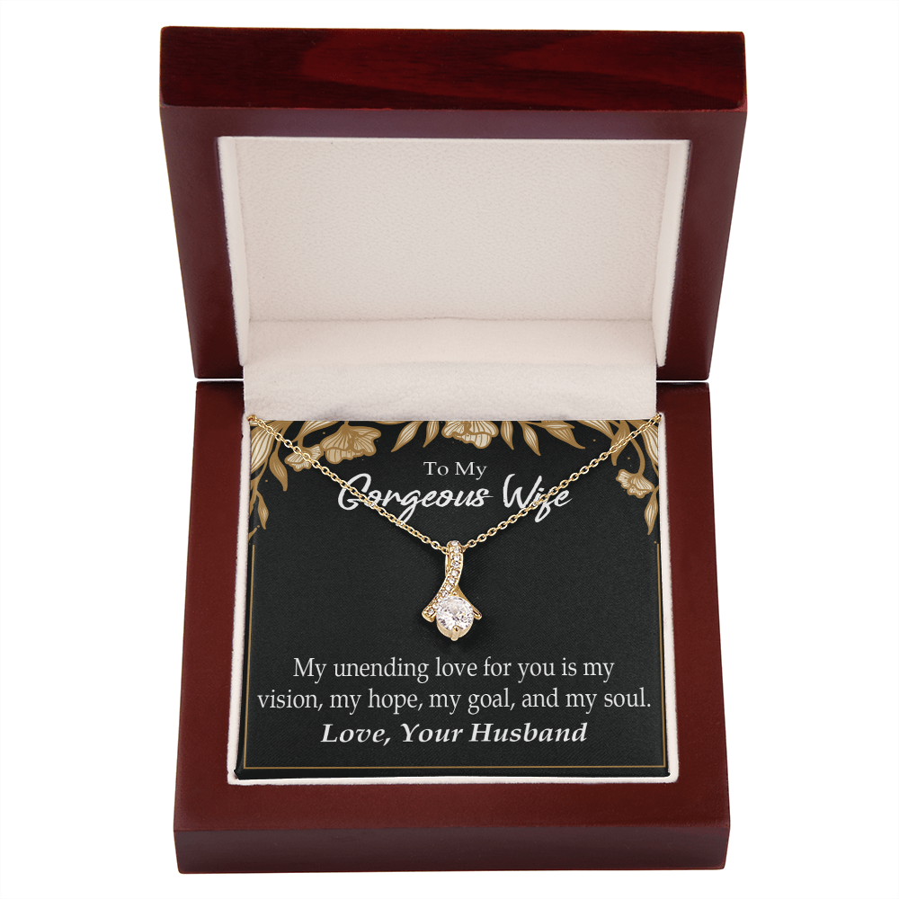 To My Wife My Unending Love For You Alluring Ribbon Necklace Message Card-Express Your Love Gifts